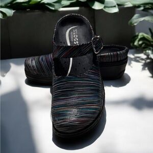 Klogs Striped Clogs with Buckle